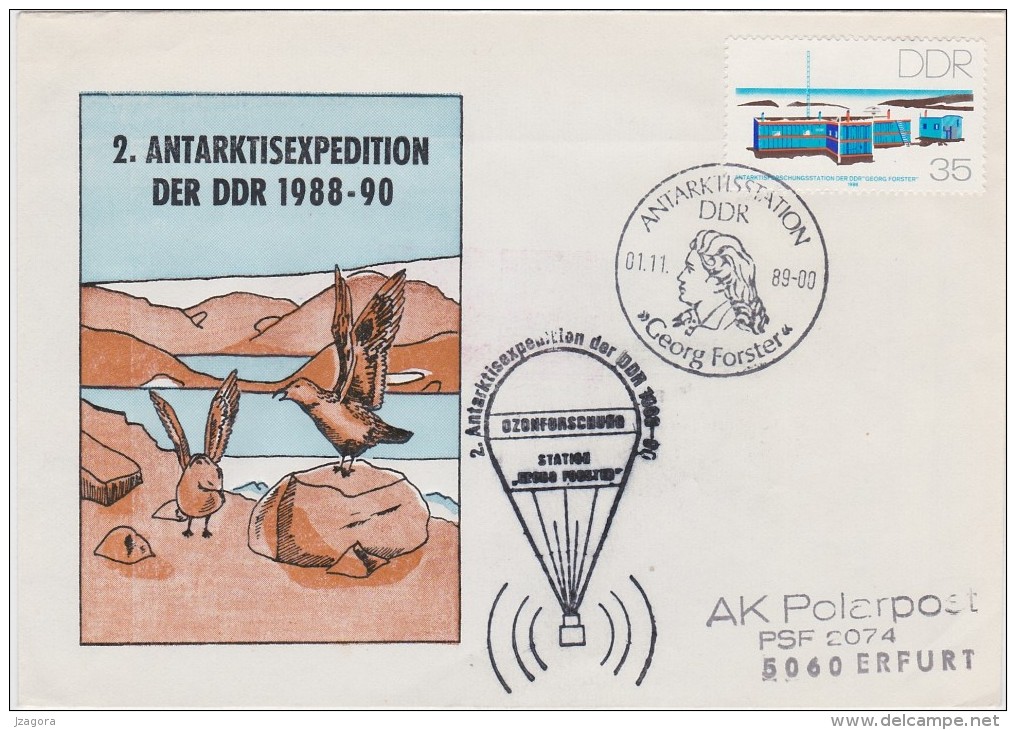 ANTARCTICA ANTARCTIQUE ANTARKTIS ANTARTIDA ATMOSPHERE RESEARCH DDR GERMANY 1989 BASE GEORG FOSTER RARE POSTMARKs - Bases Antarctiques