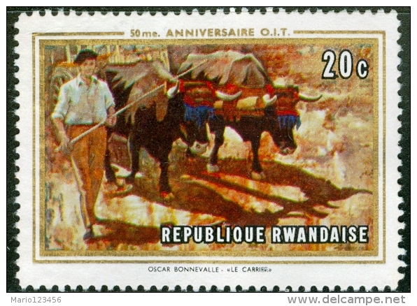RWANDA, REPUBBLICA DEL RWANDA, ARTE, PITTURA, BONNEVALLE, 1969, FRANCOBOLLO USATO - Gebruikt