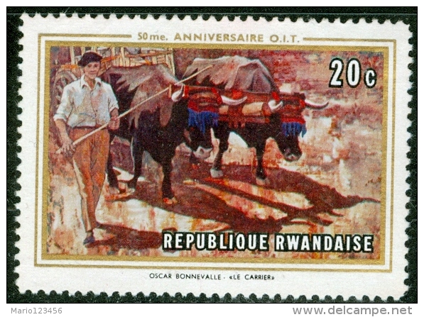 RWANDA, REPUBBLICA DEL RWANDA, ARTE, PITTURA, BONNEVALLE, 1969, FRANCOBOLLO USATO - Oblitérés