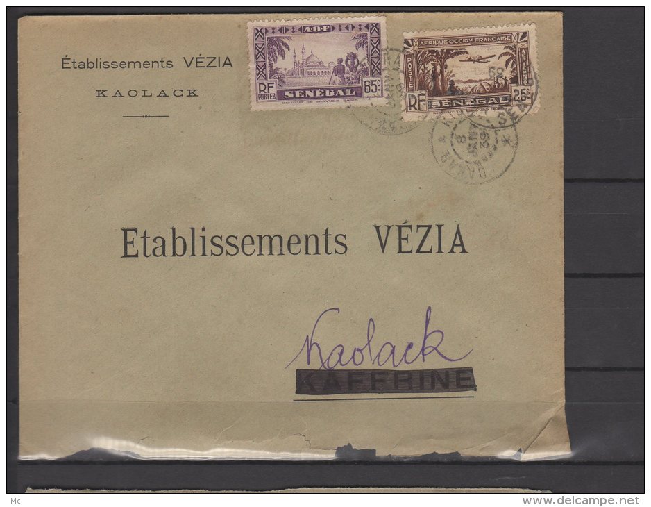 Sénégal - N° 126 Et Pa N° 1 Obli/sur Lettre Pour Kaolack - 1939 - Lettres & Documents