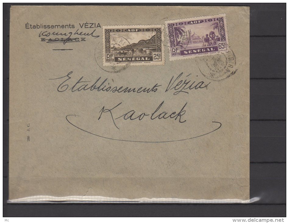 Sénégal - N° 121 Et 126 Obli/sur Lettre  Pour Kaolack- 1938 - Cartas & Documentos