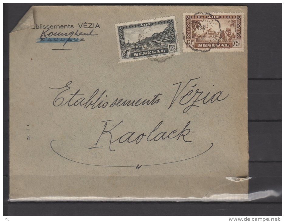 Sénégal - N° 119 Et 127 Obli/sur Lettre  Pour Kaolack - Cachet Amblant -  1938 - Brieven En Documenten
