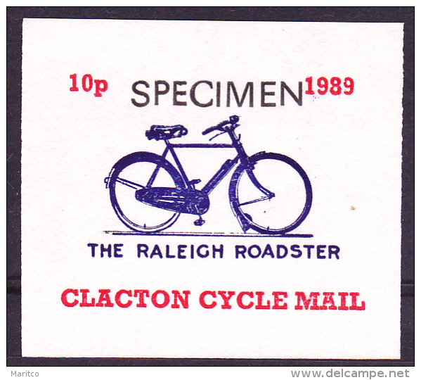 GB 1989 Clacton Cycle Mail Specimen 10p Stamp Bicycle Velo Fahrrad - Radsport