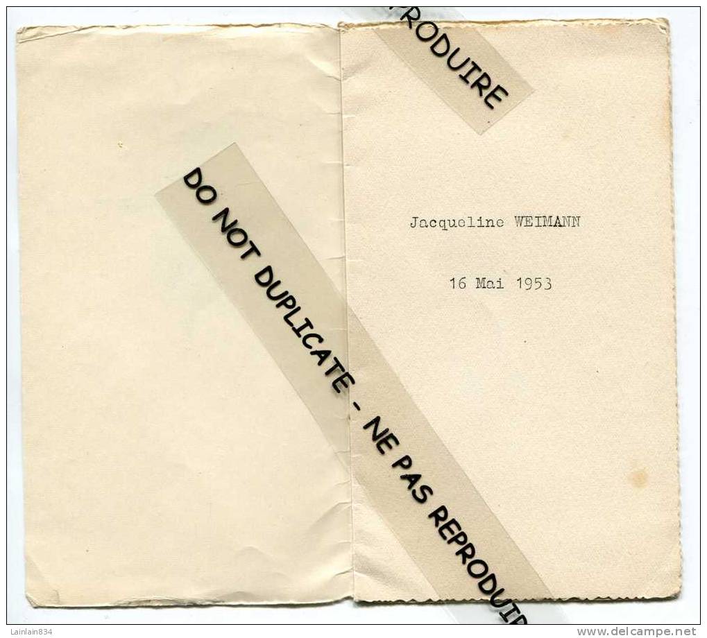 - Menu De Repas De Communion Du 16 Mai 1953, 4 Pages, Cordelette, Bon état. - Menu