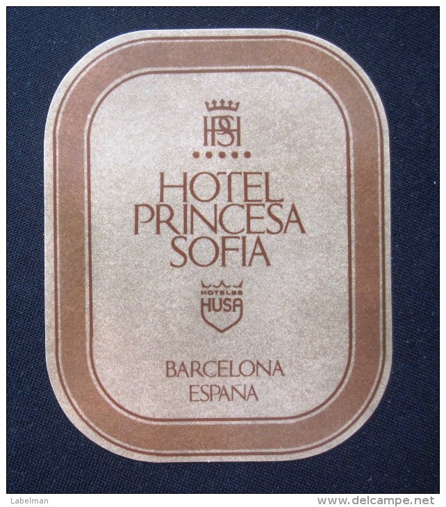 HOTEL RESIDENCIA PENSION MOTEL PRINCESA SOFIA BARCELONA SPAIN LUGGAGE LABEL ETIQUETTE AUFKLEBER DECAL STICKER MADRID - Hotel Labels