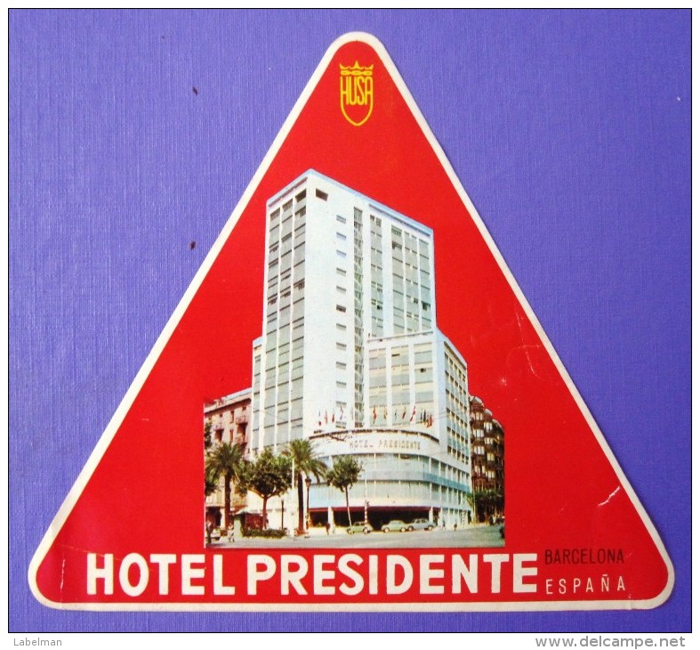 HOTEL RESIDENCIA PENSION HOSTAL PRESIDENTE BARCELONA SPAIN LUGGAGE LABEL ETIQUETTE AUFKLEBER DECAL STICKER MADRID - Hotel Labels