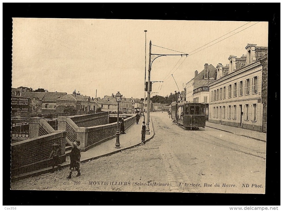 CPA 76 MONTIVILLIERS L'Arrivée Du Chemin De Fer  Route Du HAVRE , Animée Tramway - Montivilliers