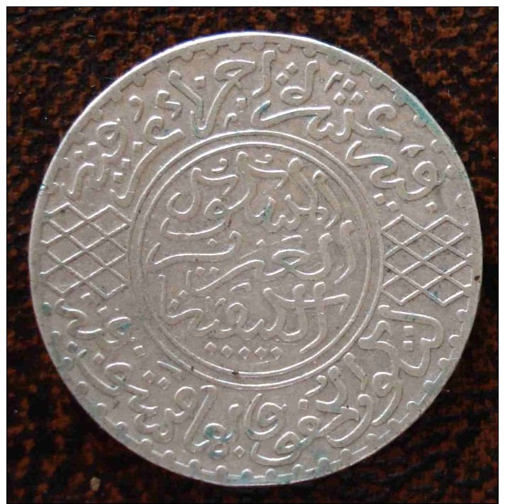 (J) MOROCCO: Silver 5 Dirhams 1904 XF+ (AH1322Pa) (1866)   GREAT SALE!!!!! - Marocco