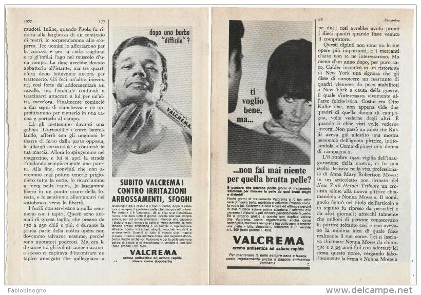 1967 - VALCREMA  -  4 Pagine Pubblicità Cm.13 X18 - Revistas