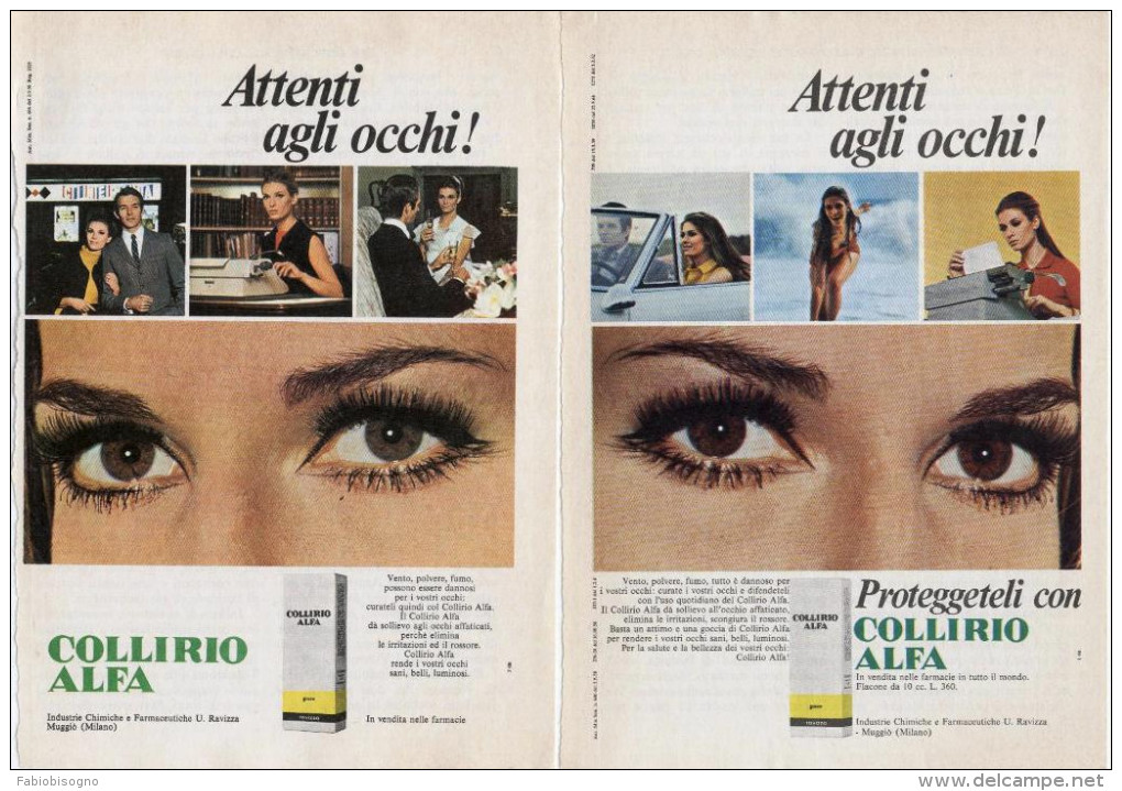 1967/8 -  Collirio ALFA  -  5 Pagine Pubblicità Cm.13 X18 - Revistas