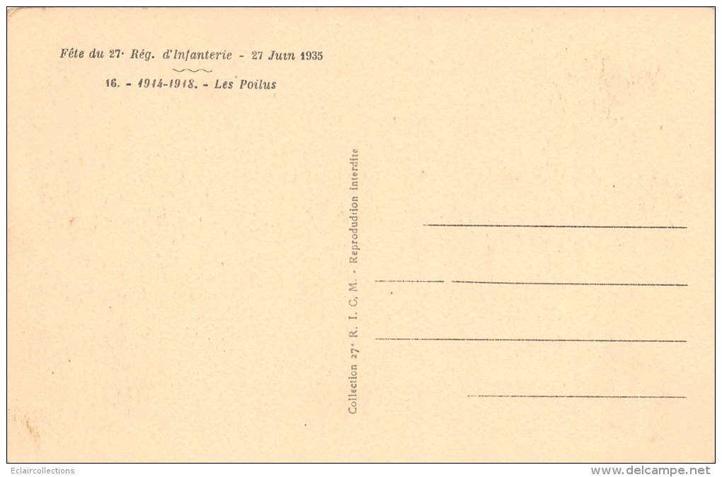 Dijon   21   Miliaria  27 eme Régiment d'infanterie    20 Vues   ( voir q.q scan)