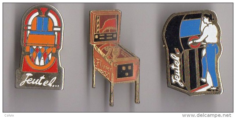 LOT 3 PIN´S JEUX  JEUTEL FLIPPER - Lotes