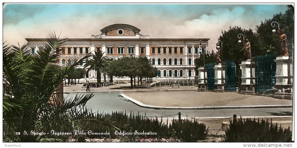 Q-38-S.SEVERO-INGRASSO VILLA COMUNALE-EDIFICIO SCOLASTICO CARD FORMATO22X10 - San Severo