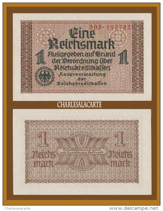 1940 GERMANY 1 REICHSMARK KRAUSE R136a BANKNOTE No. ...83 UNC/EXCELLENT CONDITION - 2° Guerra Mondiale