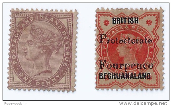 2 Pcs. 1881 Great Britain QV Queen Victoria 1p & 4p Stamps MM &  MLH ( S-98) - Unclassified