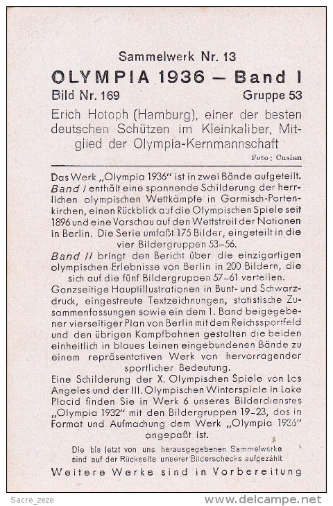 GERMANY-OLYMPIADES 1936-image-photo 12x8 Cm-tir-Erich Hotoph - Deportes