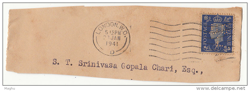 Perfin On Piece, Perfins Great Britain Used 1941. - Perforadas