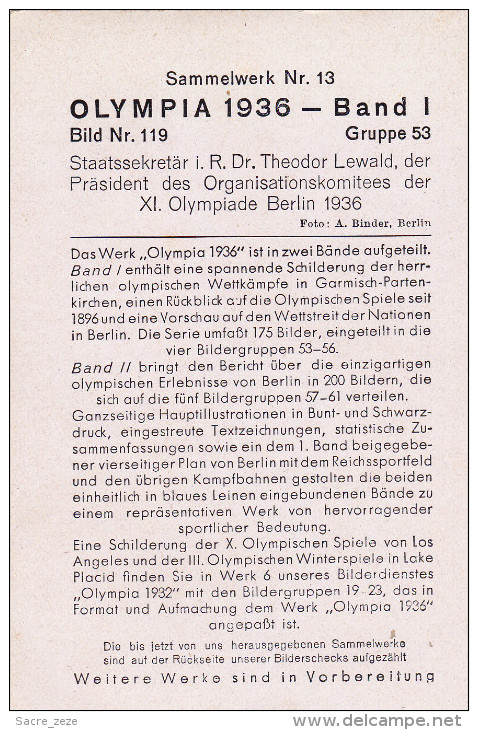 GERMANY-OLYMPIADES 1936-image-photo 12x8 Cm-Theodor Lewald - Sport