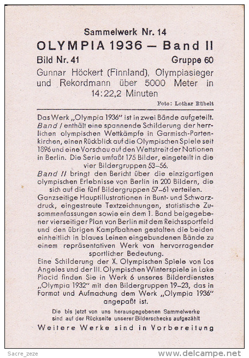 GERMANY-OLYMPIADES 1936-image-photo 12x8 Cm-course à Pied-Gunnar Hockert - Sport