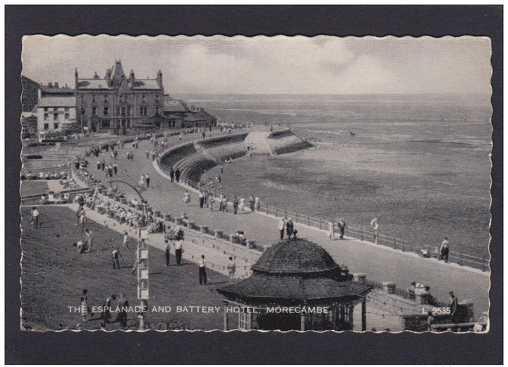 The Esplanade And Battery Hotel, Morecambe, Lancashire  England. Old Post Card, N1. - Autres & Non Classés