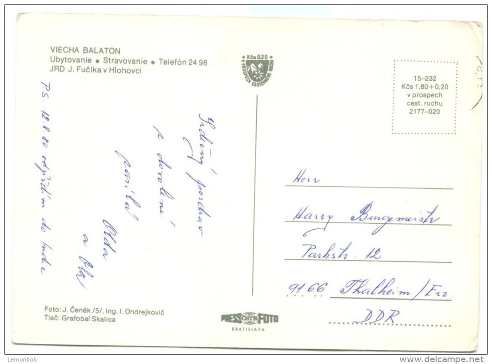 Slovakia, POZDRAV Z HLOHOVCA, 1980 Used Postcard [14248] - Slovakia