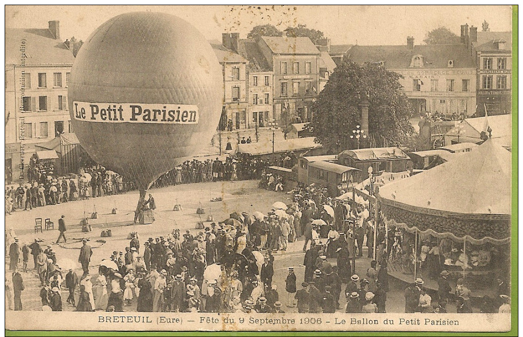 1906  ; BRETEUIL :    9  SEPTEMBRE  1906   ; LE  BALLON  DU  PETIT  PARISIEN     Animee - Breteuil
