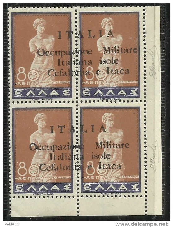 OCCUPAZIONE ITALIANA CEFALONIA E ITACA KEFALONIA ITHACA 1941 MITOLOGICA COPPIA PAIR 80 L + 80 L MNH SIGNED FIRMATO - Cefalonia & Itaca