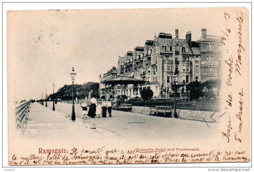 CP, ROYAUME-UNI, ANGLETERRE, KENT, RAMSGATE, Granville Hôtel And Promenade, Dos Simple, Voyagé En 1903 - Ramsgate