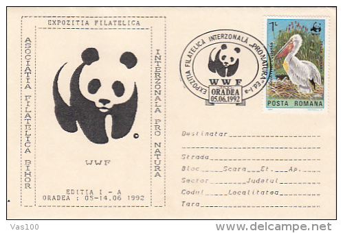 PELICAN, BIRDS, STAMP ON WWF PHILATELIC EXHIBITION SPECIAL COVER, 1992, ROMANIA - Pélicans