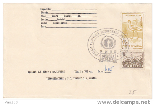 PELICAN, BIRDS, STAMP ON WWF PHILATELIC EXHIBITION SPECIAL COVER, 1992, ROMANIA - Pelicans