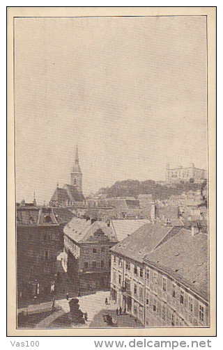 CPA BRATISLAVA- PANORAMA FROM THE TOWNHALL TOWER, HORSE CARRIAGE - Eslovaquia