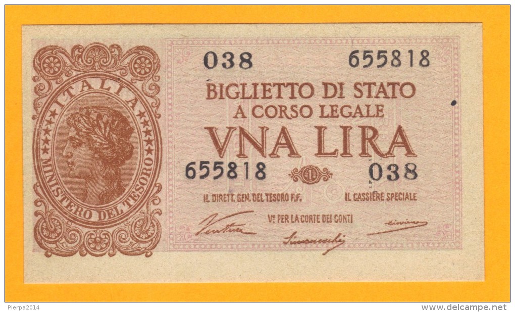 1 LIRA - ITALIA LAUREATA - DECR. 23 - 11 - 1944 - FDS - Italia – 1 Lira