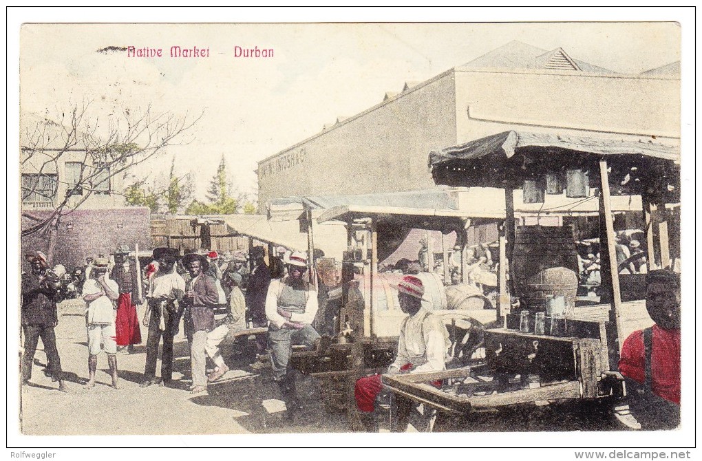 Südafrika - 1907 1d Natal Zentrum Stempel Durban Nach Lorenzo Marques AK Mit Schöne Marktszene - South Africa