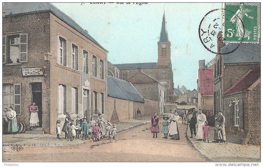 CLARY  RUE DE L EGLISE 1909 - Andere & Zonder Classificatie