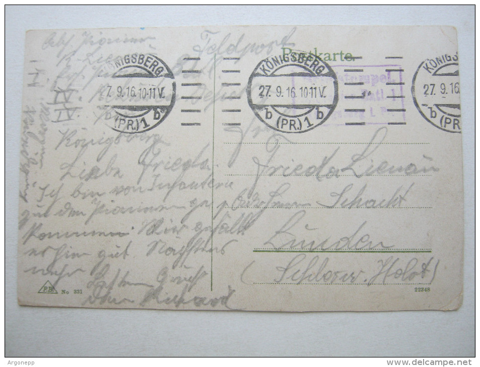 KÖNIGSBERG , Soldatenkarte ,   1916, Schöne Karte  , 2 Scans - Ostpreussen