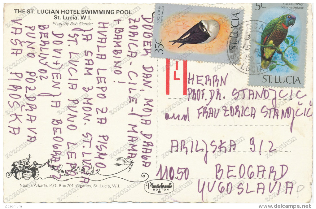 St.LUCIA, Swimming Pool, St. Lucian Hotel,  Nice Stamp,  Vintage Old Postcard - Santa Lucía