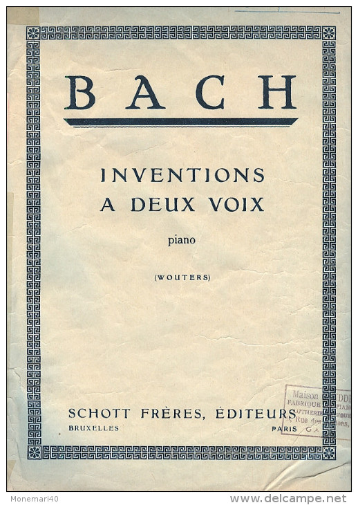 Partition Pour Piano - J.S. BACH - Inventions à Deux Voix. - A-C