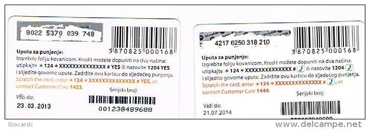 BOSNIA - BH MOBILE  (GSM RECHARGE) -  GIRLS    5  (LOT OF 2 WITH DIFFERENT BACK AND EXPIRY)  - USED  -  RIF. 8813 - Bosnia