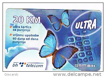 BOSNIA - BH TELECOM  (GSM RECHARGE) -  BUTTERFLIES  20 (EXP. 26.06.2006)  - USED  -  RIF. 8814 - Farfalle