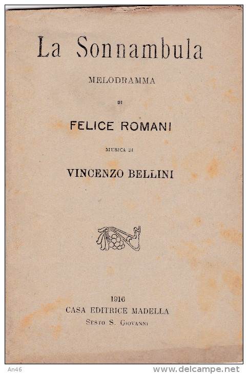 LA SONNANBULA MELODRAMMA 1916  AUTENTICO 100% - Cinema E Musica