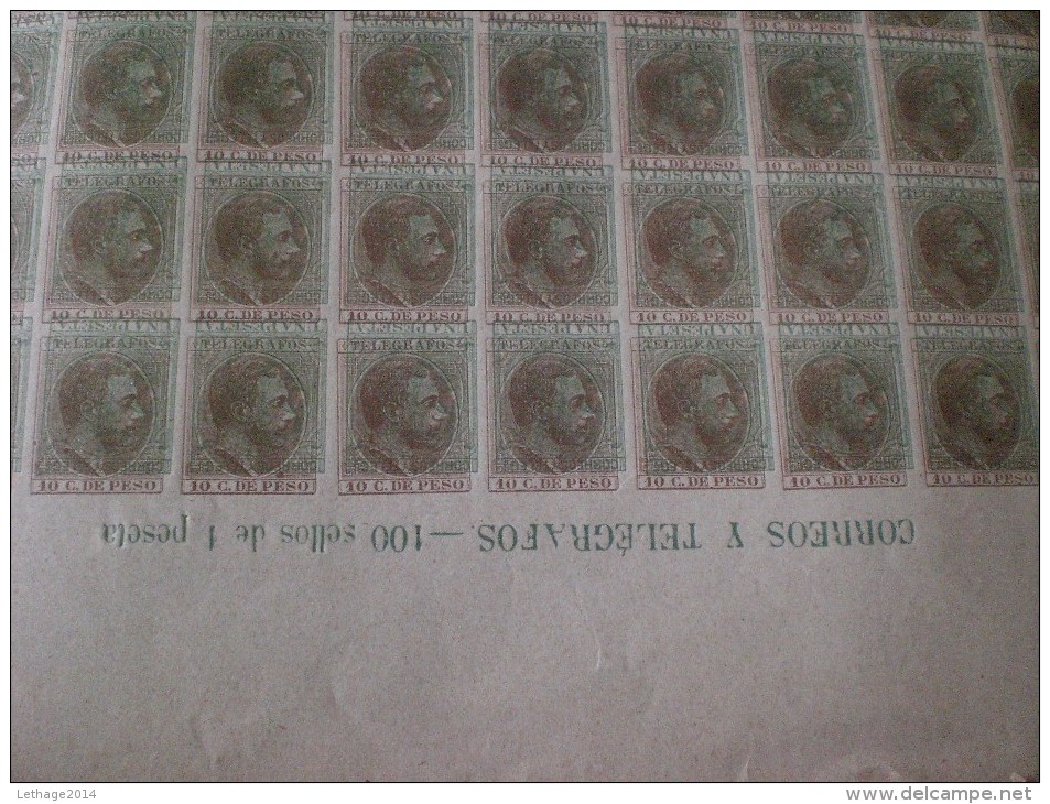 Espagne Spain COLONIE Filippine Alfonso IIX 1881- 1888 Stamps-Telegraphe Imperf Big Variety!! Duble Color! Green ,brown! - Philippines