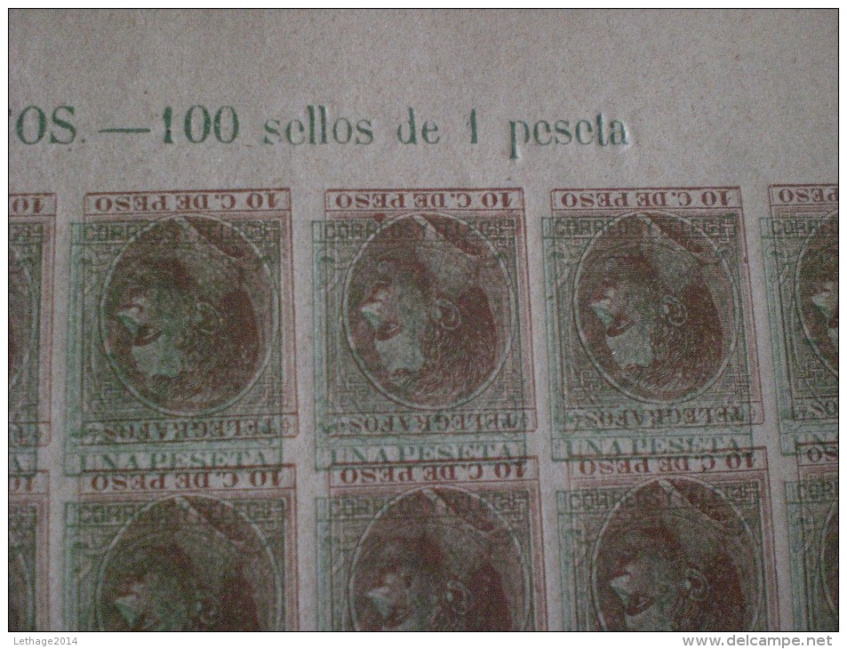 Espagne Spain COLONIE Filippine Alfonso IIX 1881- 1888 Stamps-Telegraphe imperf big variety!! duble color! green ,brown!