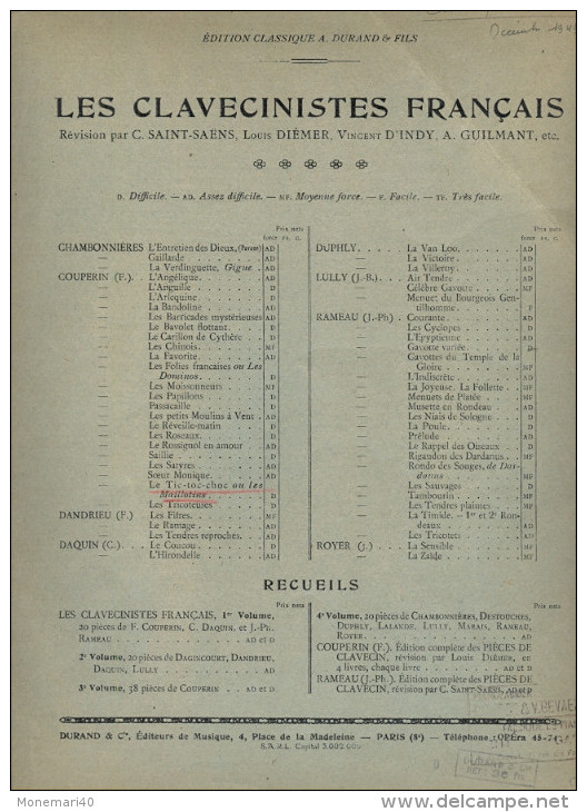 Partition Transcrite Pour Le Piano 'F. COUPERIN - Le Tic-Toc-Choc Ou Les Maillotins' (Les Clavecinistes Français) - A-C