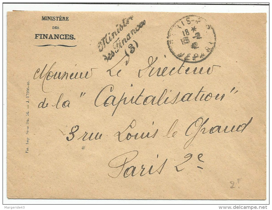 LETTRE EN FRANCHISE - GRIFFE MINISTRE DES FINANCES (3) 1942 - Lettres Civiles En Franchise