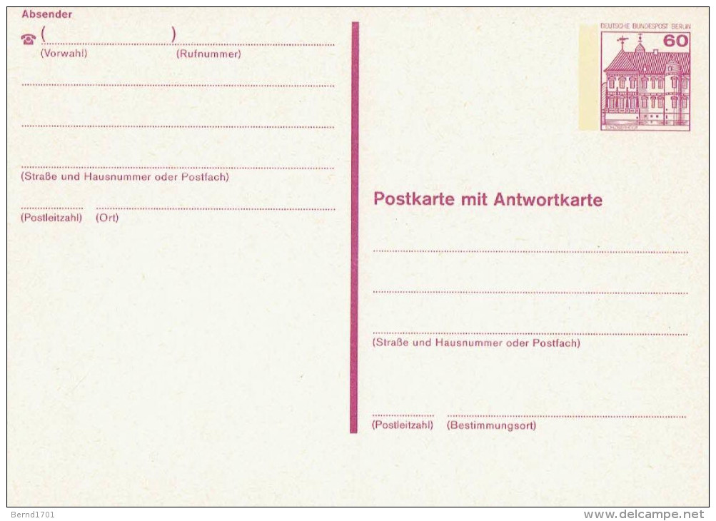 Germany - Ganzsache Postkarte Ungebraucht / Postcard Mint (n1186) - Cartes Postales - Neuves