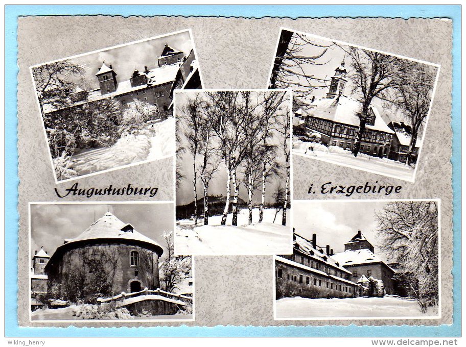 Augustusburg - S/w Mehrbildkarte 7  Hotel Kaffee Friedrich - Augustusburg