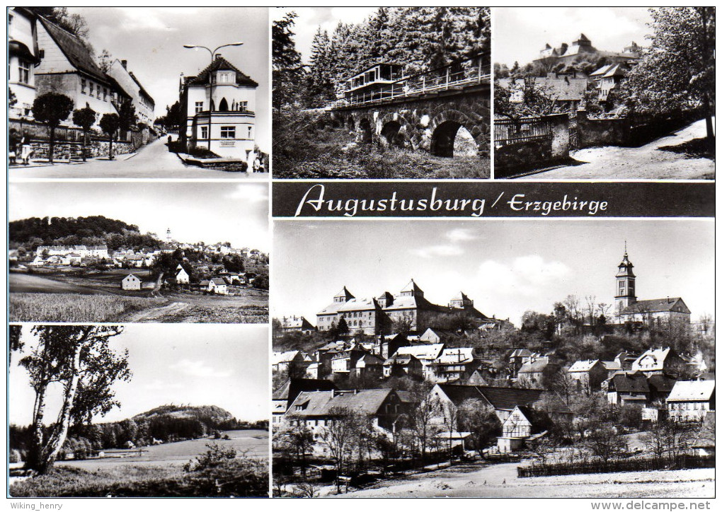 Augustusburg - S/w Mehrbildkarte 8  Großbildkarte - Augustusburg