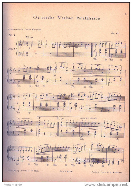 Partition Pour Le Piano - CHOPIN - Oeuvres Complètes - VALSES (Revisées Par Claude Debussy) 1915. - A-C