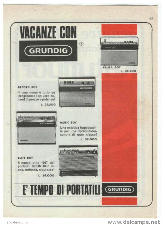 1967/8 - GRUNDING  -   6 P. Pubblicità Cm.13,5 X18,5 - Appareils