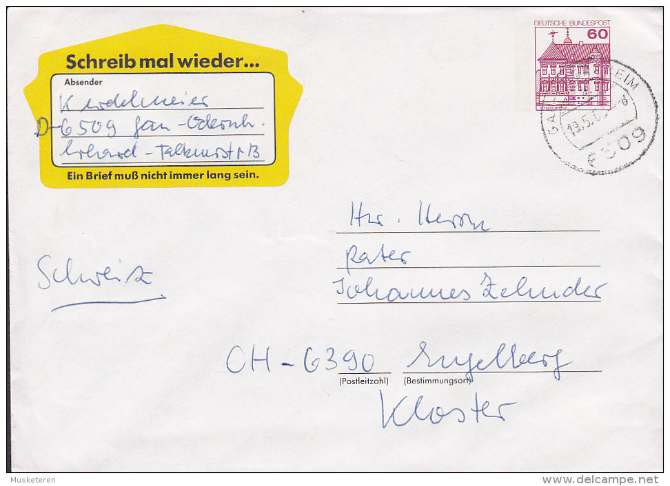 Germany Bundesrepublik Postal Stationery Ganzsache 60 Pf Schloss Rheydt GAU - ODERNHEIM 1980 ENGELBERG Kloster Schweiz - Buste - Usati